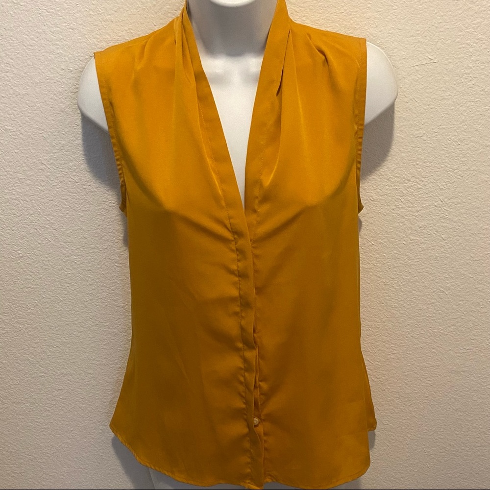 Banana Republic Mustard Yellow Sleeveless V-Neck Blouse